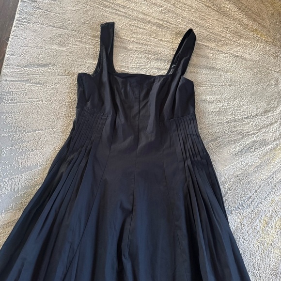 ASOS black long maxi dress square neck pleat waist smocked back 10 - Picture 13 of 16